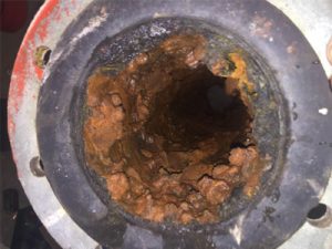 Corroded pipe before work